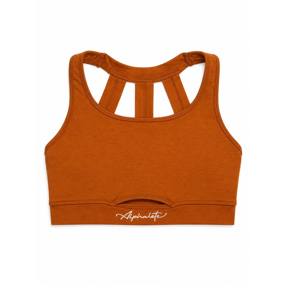 Alphalete Burnt Orange Strappy Cage Back Keyhole Sports Bra Medium Activewear